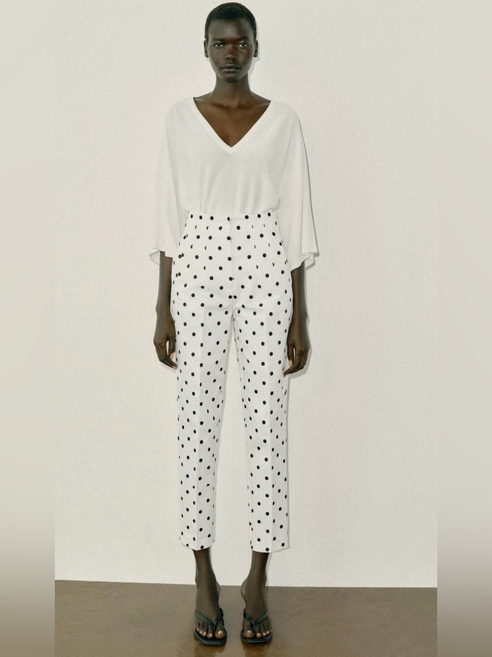 Zara White High Waisted Polka Dot Pants